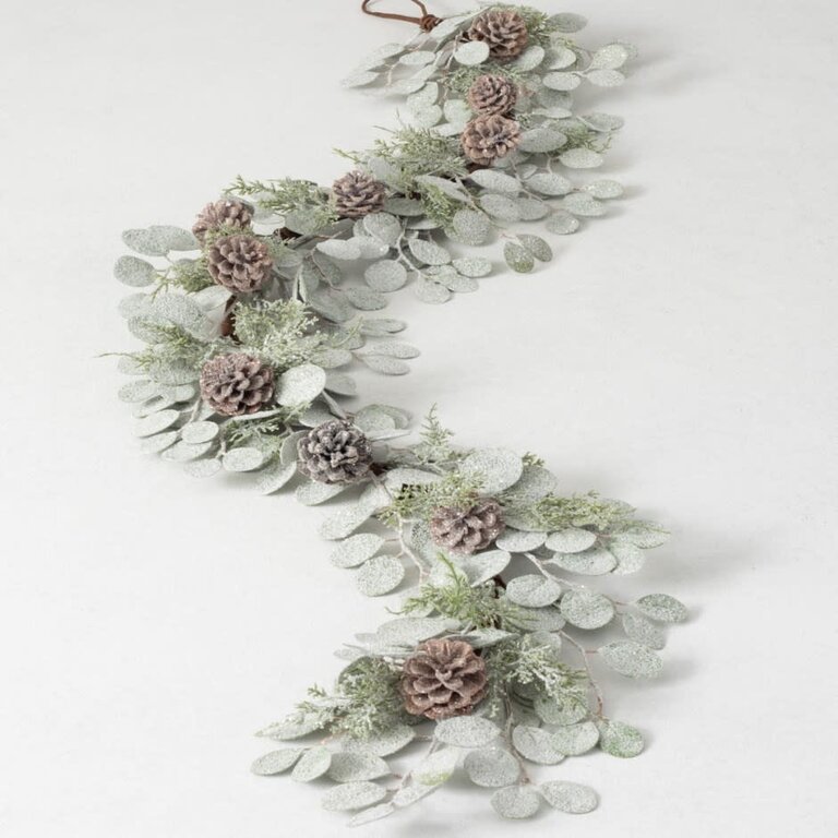 Eucalyptus and pine cone garland
