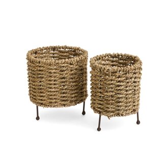 Cache-pot en herbe tissé - Moyen