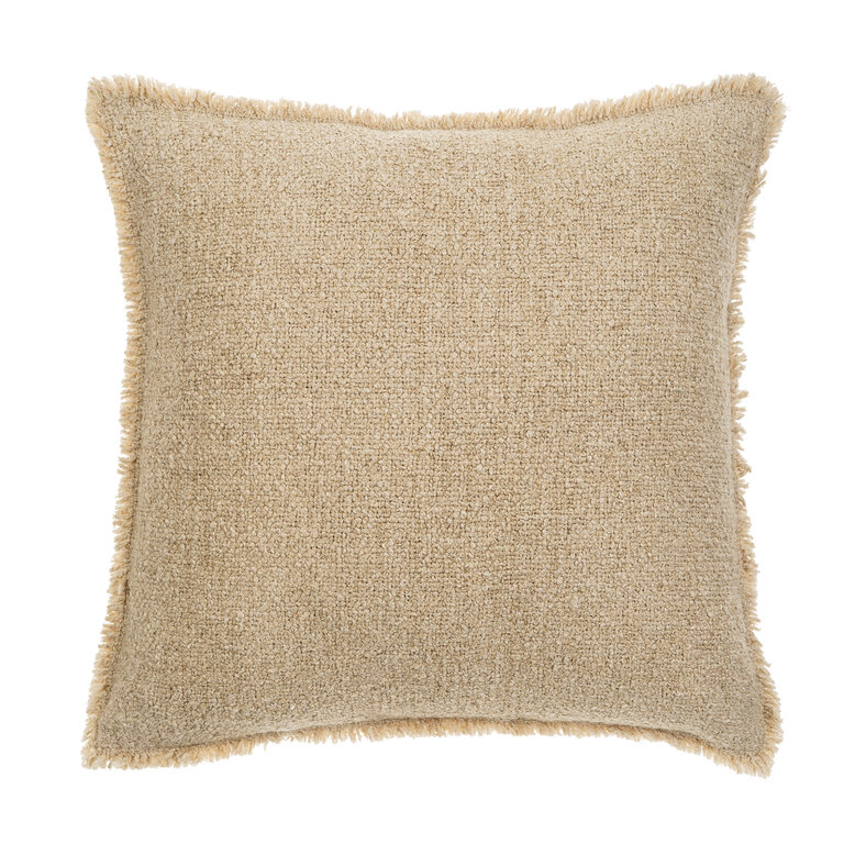 Fringed Boucle Pillow - Light Sand