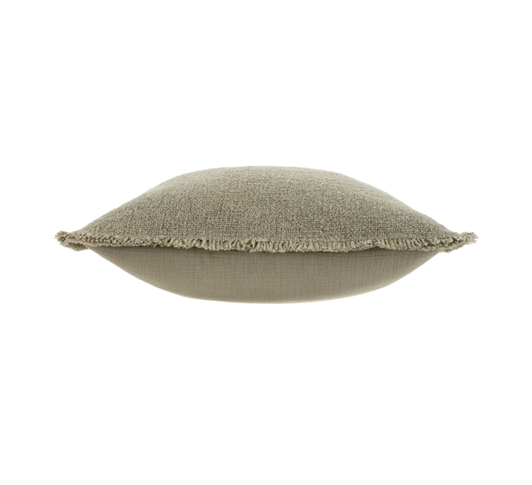 Coussin Bouclé à franges - Gris sauge