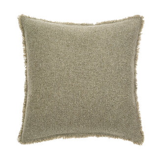 Coussin Bouclé à franges - Gris sauge