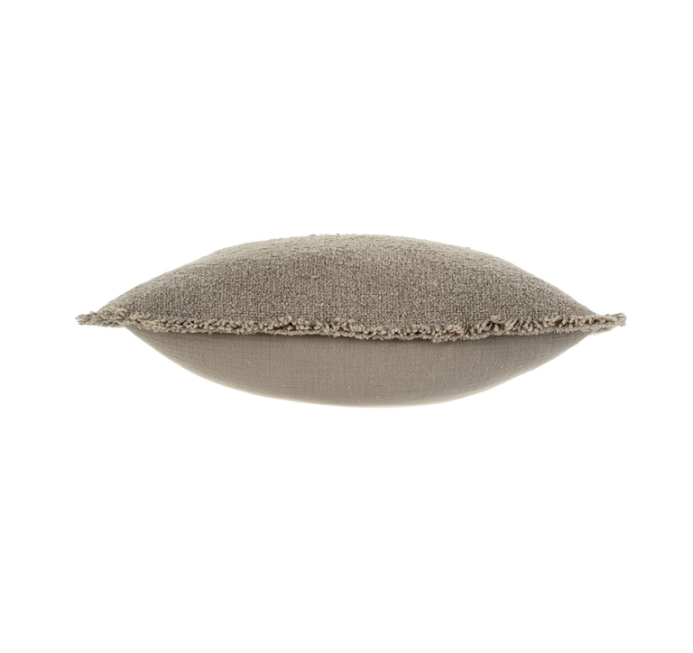 Fringed Boucle Pillow - Taupe