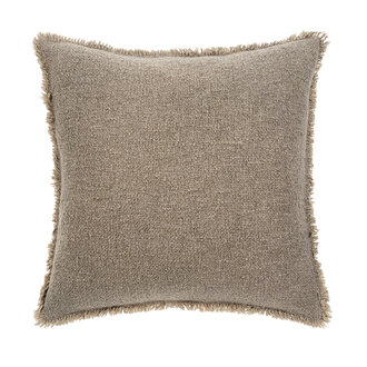 Fringed Boucle Pillow - Taupe