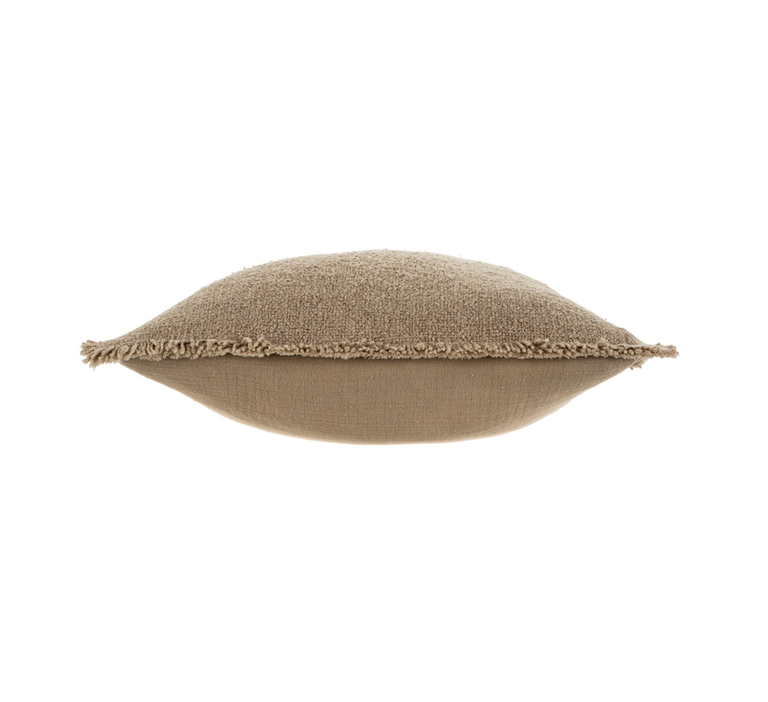 Fringed Boucle Pillow - Warm Sand