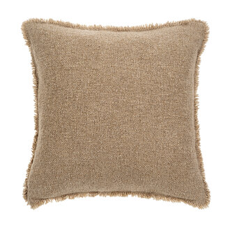 Coussin Bouclé à franges - Sable chaud