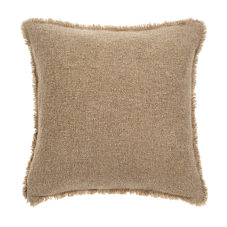 Coussin Bouclé à franges - Sable chaud