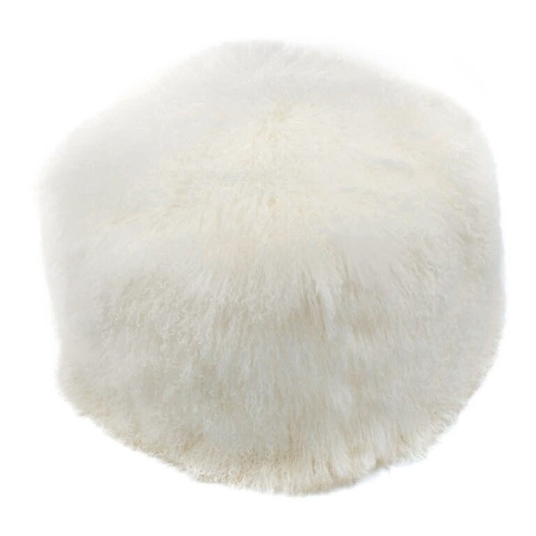 Moe's Home Lamb fur pouf