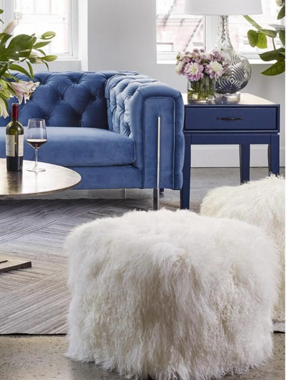 Moe's Home Lamb fur pouf