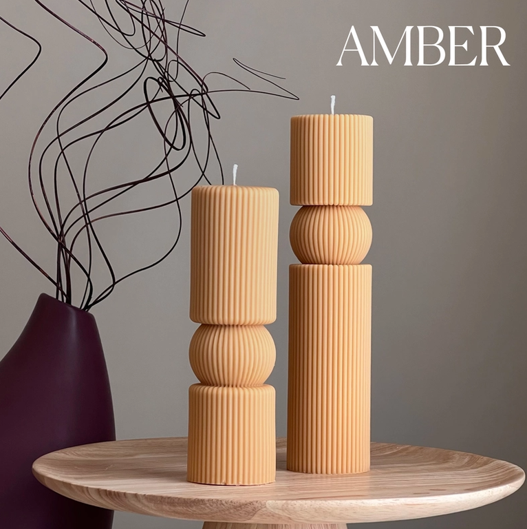 Roman Ribbed Pillar Candle