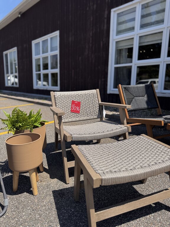 Outdoor armchair and ottoman set