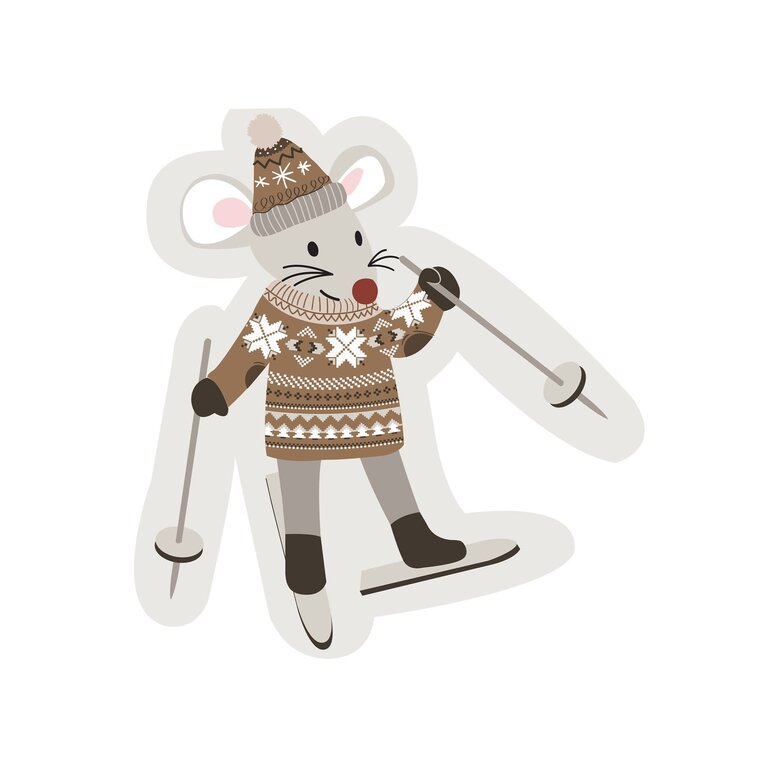 Skiing Mouse Paper Napkins