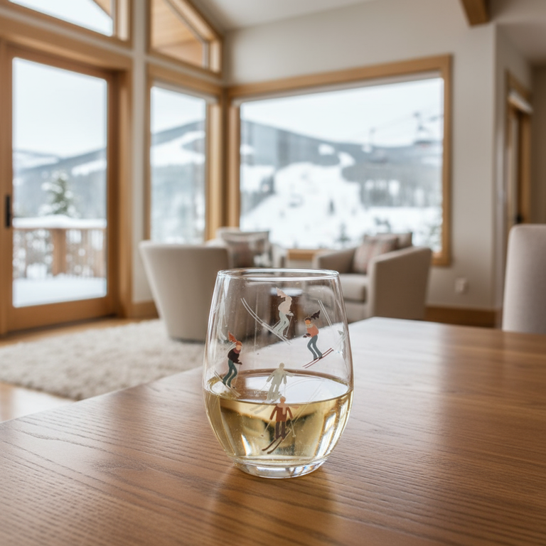 Coupe de vin sans pied - Skieurs