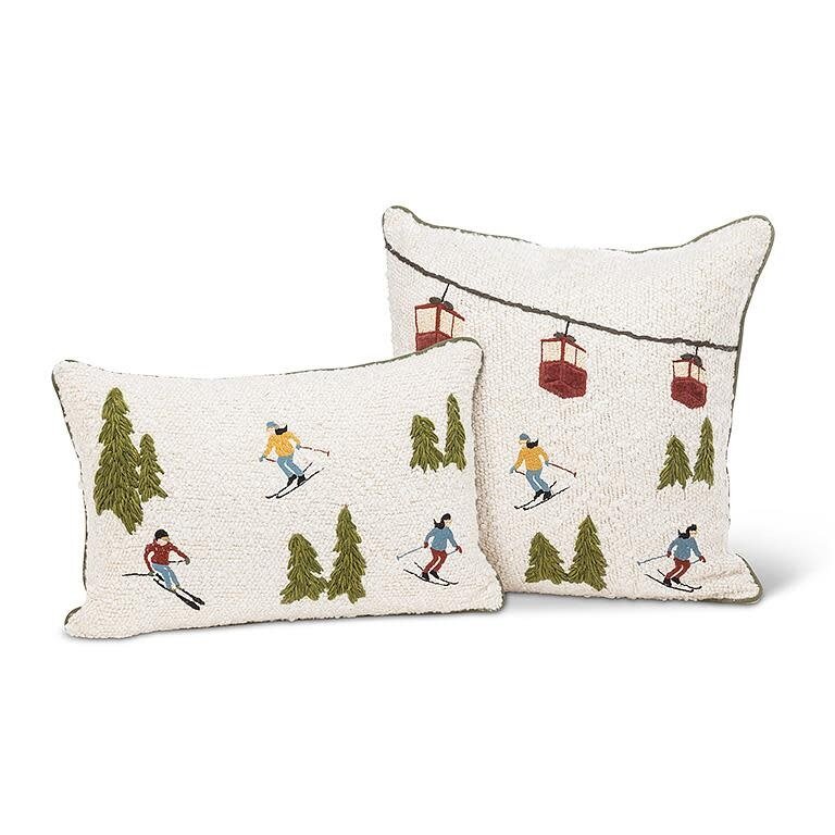 Ski Scene Curly Pillow