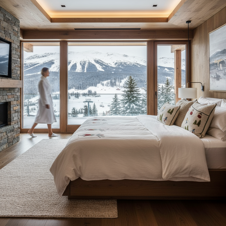 Ski Scene Curly Pillow