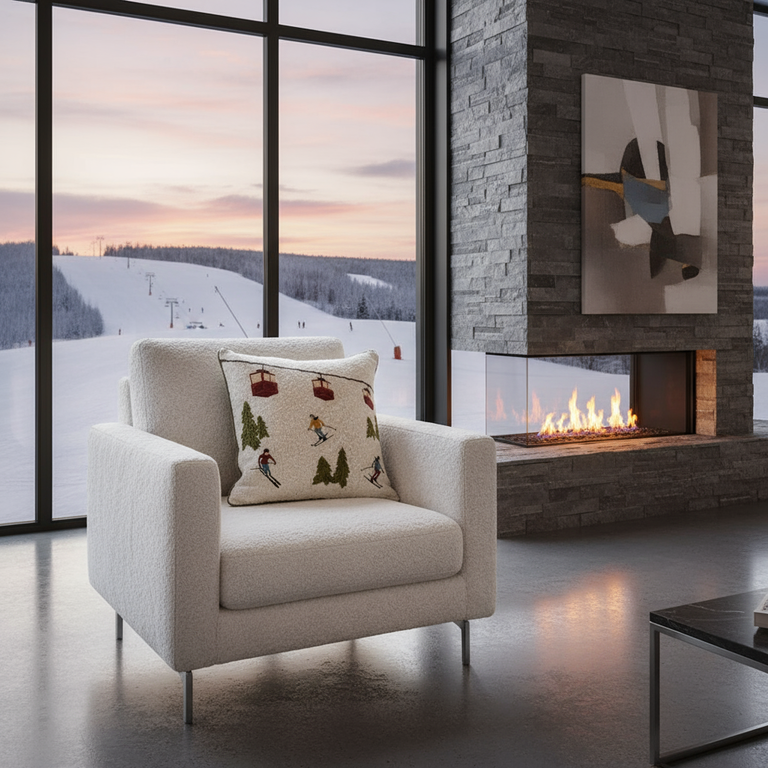 Bouclé pillow - Ski Scene