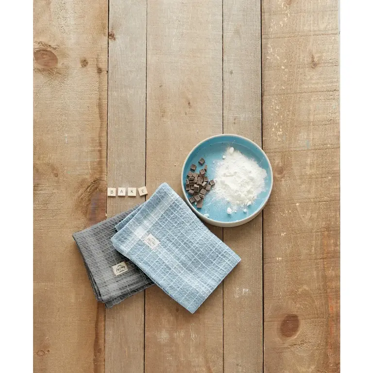 Waffle Check Kitchen Towel - Aqua
