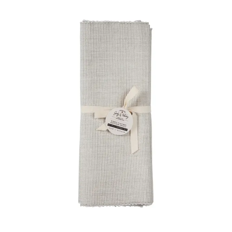 Set of 4 ribbed cotton placemats - Natural