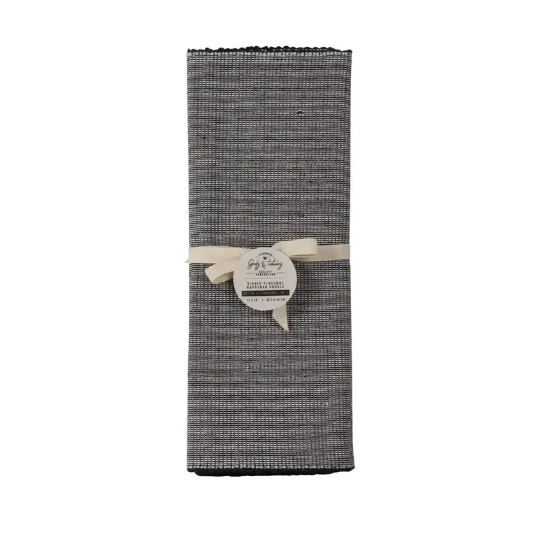 Set of 4 ribbed cotton placemats - Black