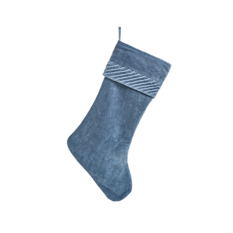 Velvet Christmas Stocking - Blue