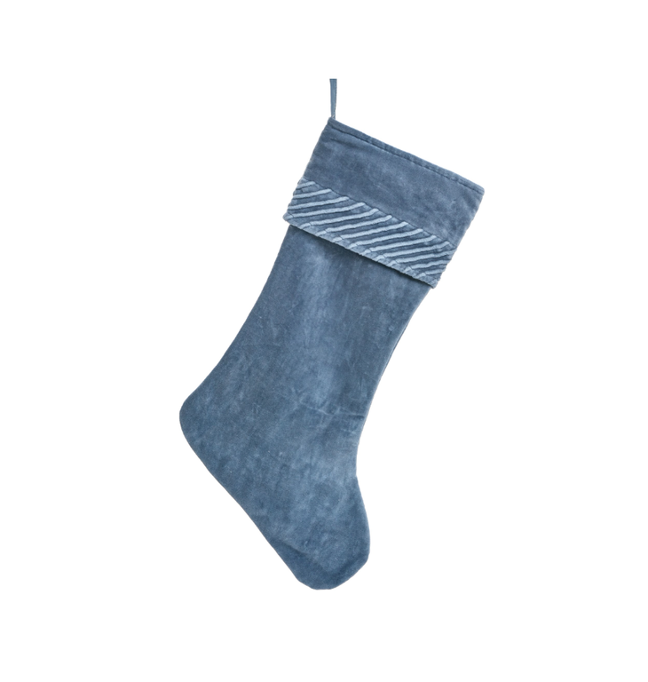 Velvet Christmas Stocking - Blue
