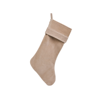 Velvet Christmas Stocking - Beige