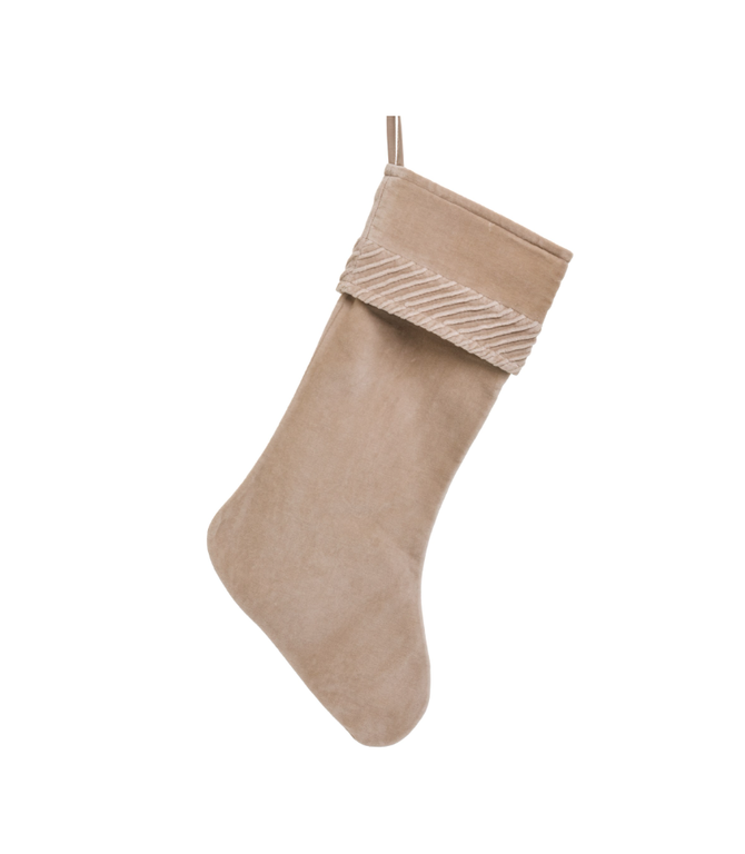 Bas de Noël Velours - Beige