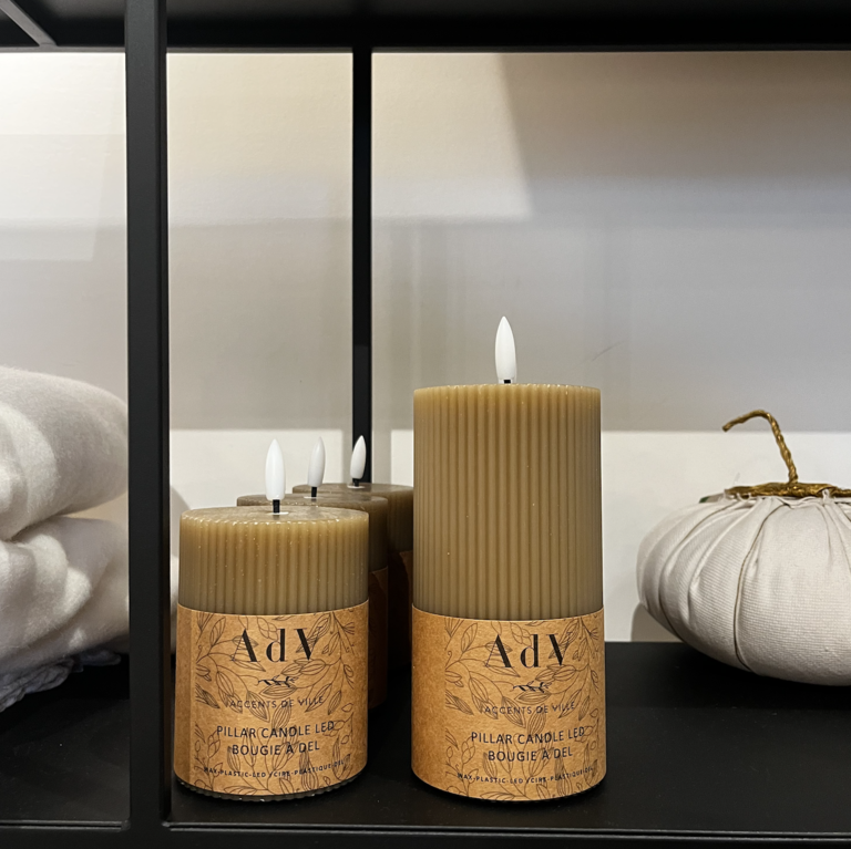 LED Ribbed Pillar Candle