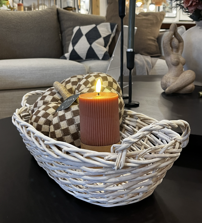 LED Ribbed Pillar Candle