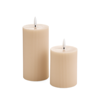 LED Ribbed Pillar Candle