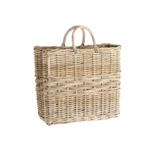 Tall rectangular rattan basket