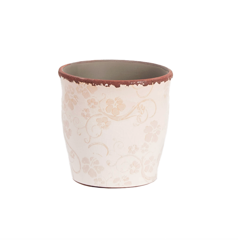 Floral Pot - Cream