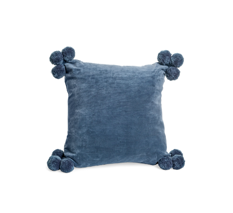 Coussin Pompons Velour