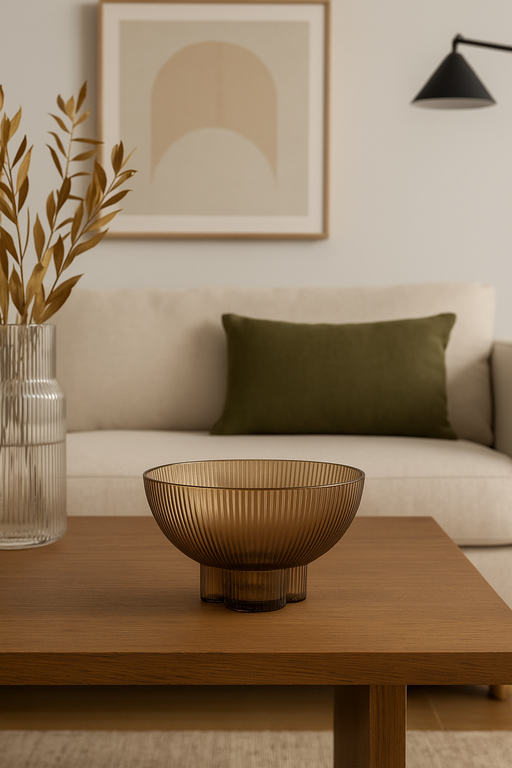 Ribbed Footed Bowl Glass