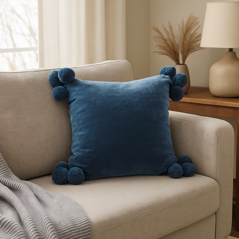 Velvet Pompom Cushion