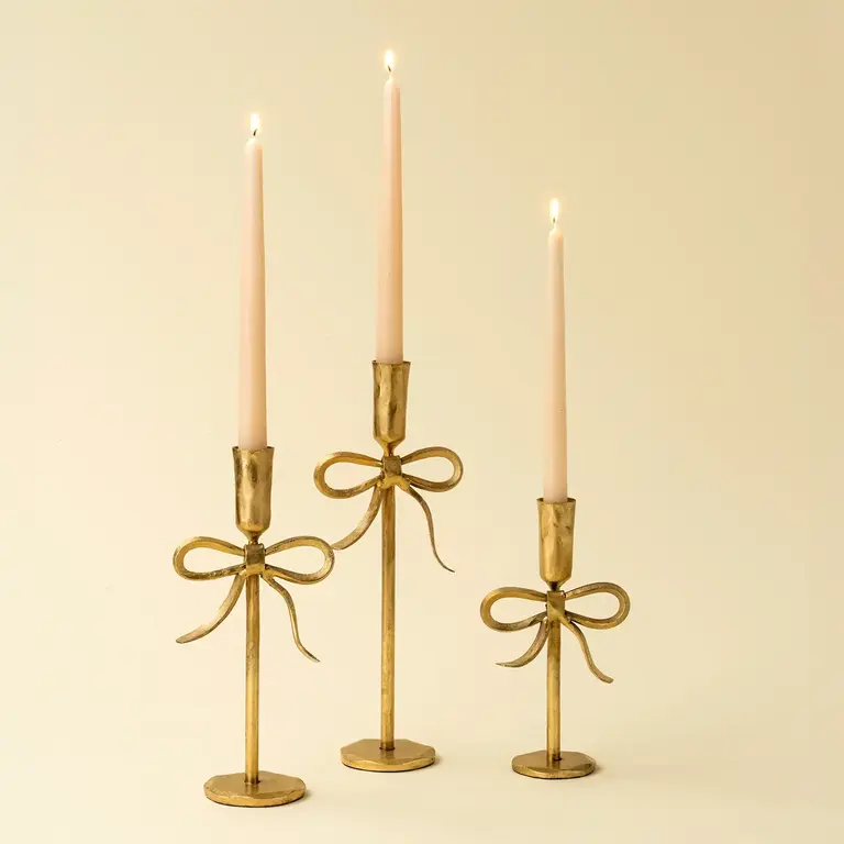 Gold Bow Forged Candle Holder