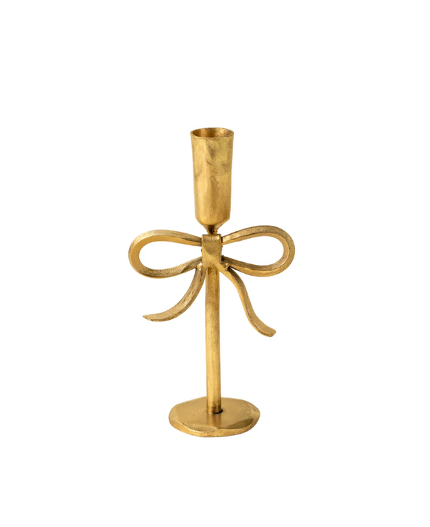 Gold Bow Forged Candle Holder