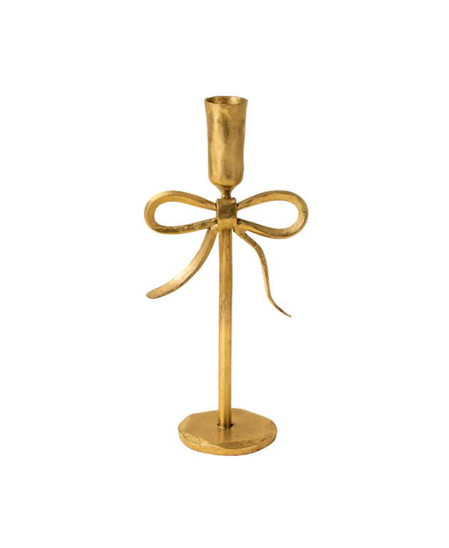 Gold Bow Forged Candle Holder