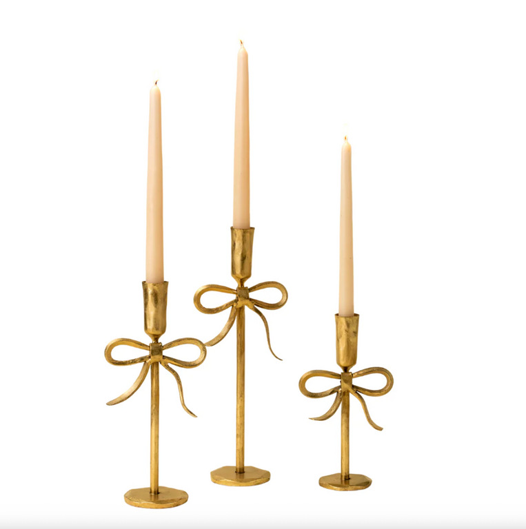 Gold Bow Forged Candle Holder