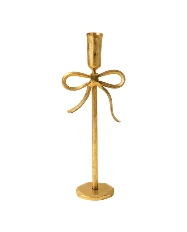 Gold Bow Forged Candle Holder