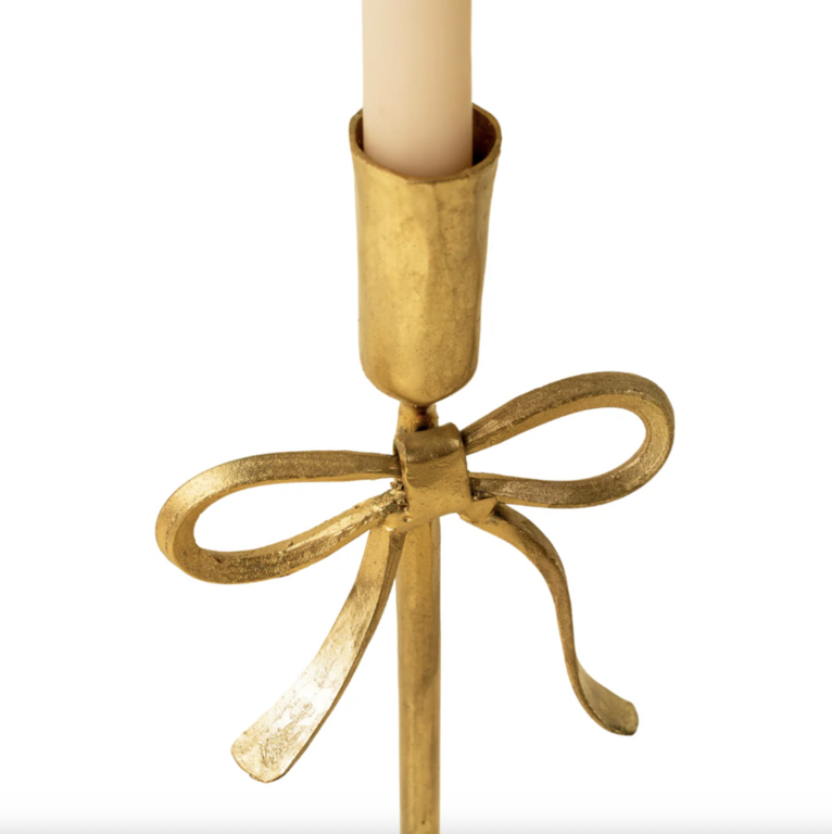 Gold Bow Forged Candle Holder
