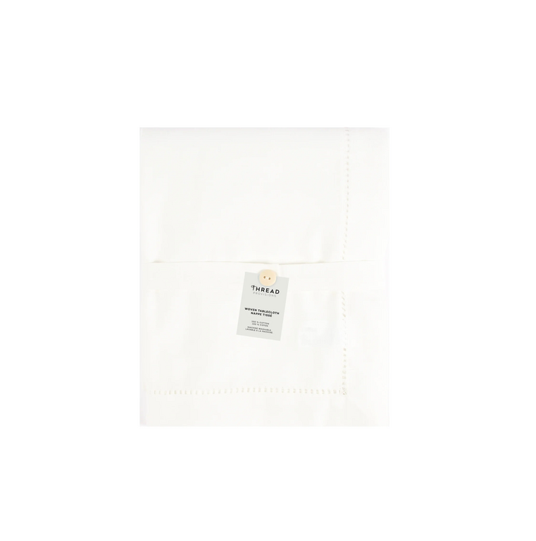 Tablecloth with stitched hem - White