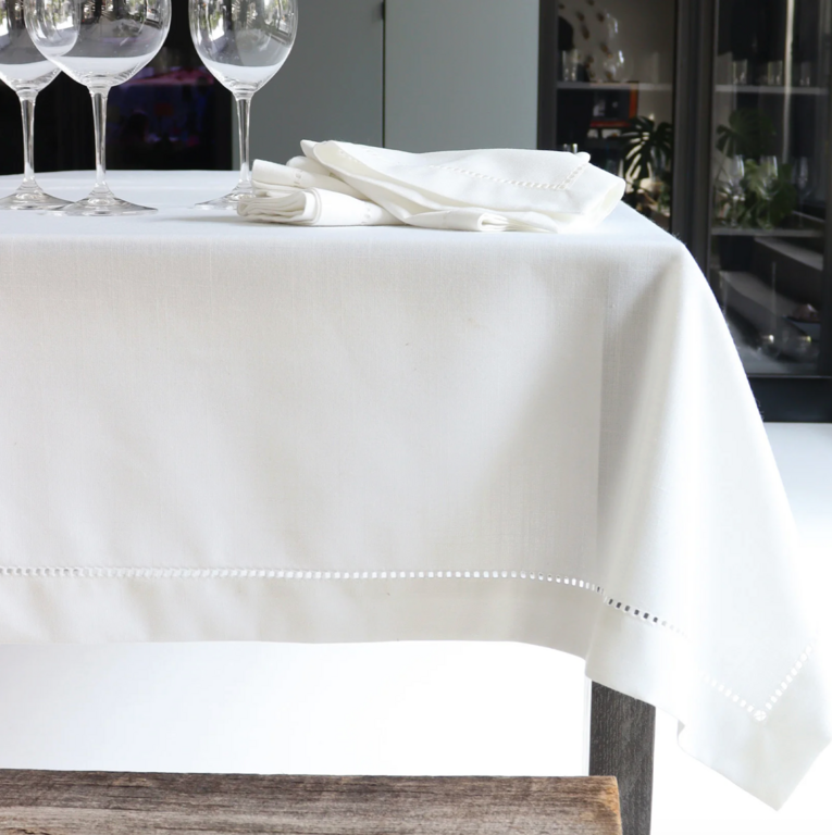 Nappe à ourlet piqué -  Blanche