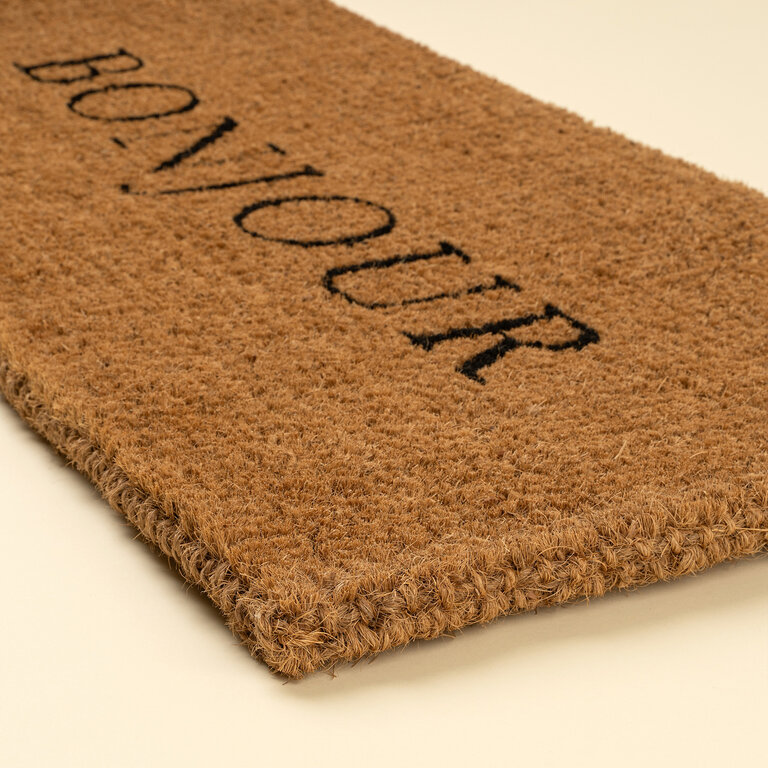 Indaba Trading "Bonjour" doormat made of coconut fiber