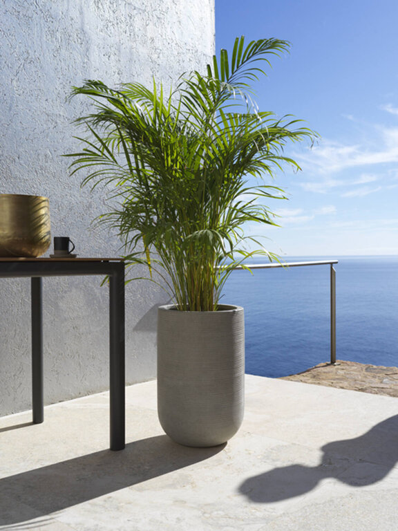 LH Home Pot Ribbed Gris blanc