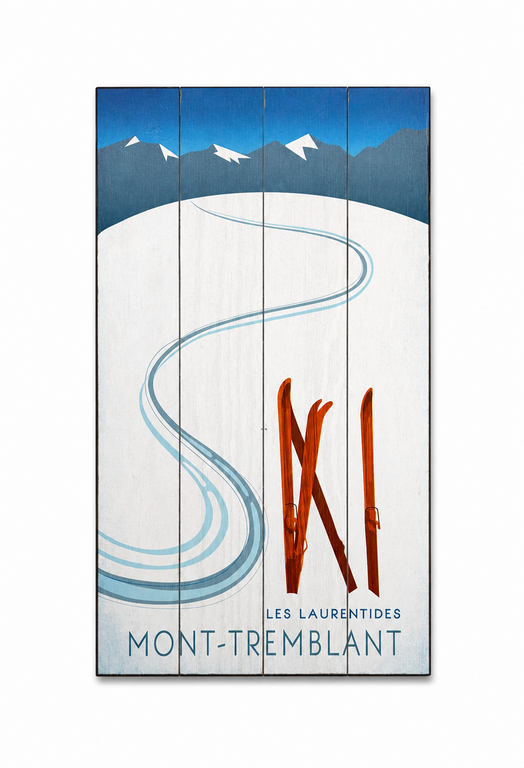 Meissenburg designs Enseigne "Skis in the snow - Mont-Tremblant"