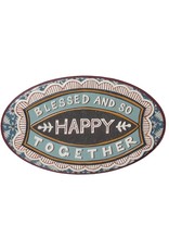 Creative Co-Op Embossed Enameled Wall Sign - Blessed And So Happy Together