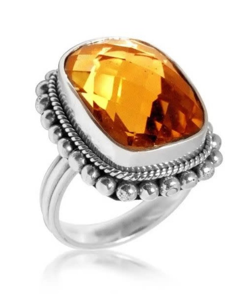 .925 Sterling Faceted Large Gemstone Ring