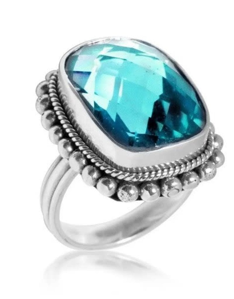 .925 Sterling Faceted Large Gemstone Ring