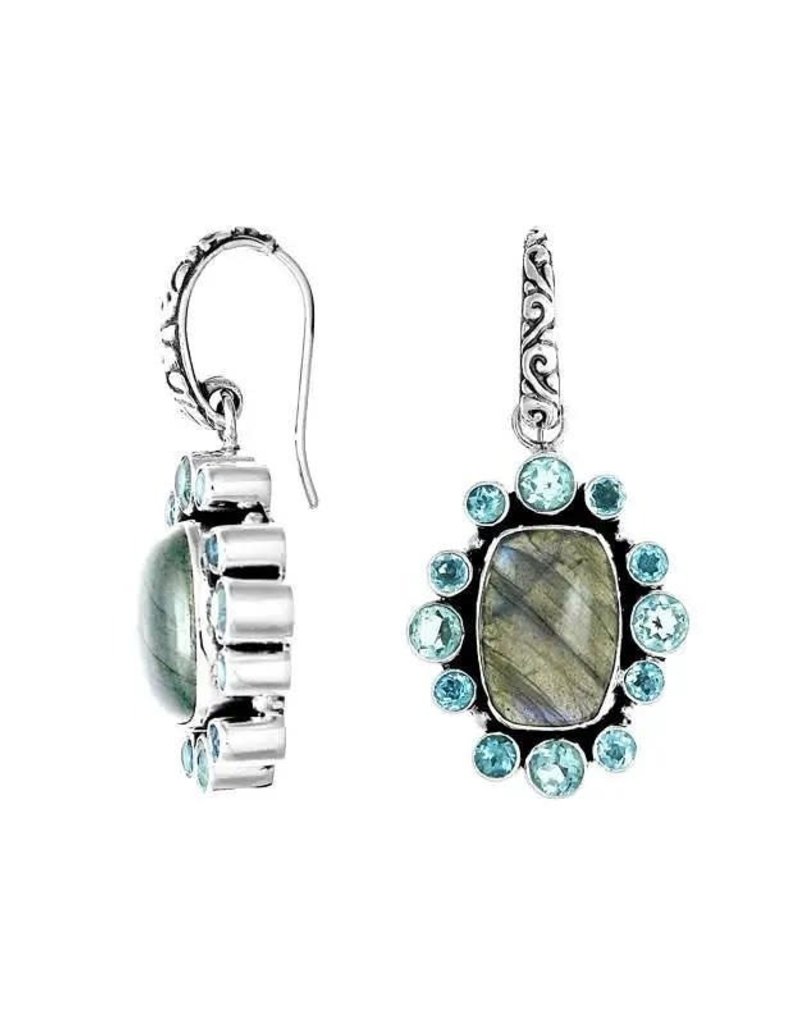 .925 Sterling Labradorite & Blue Topaz Earrings