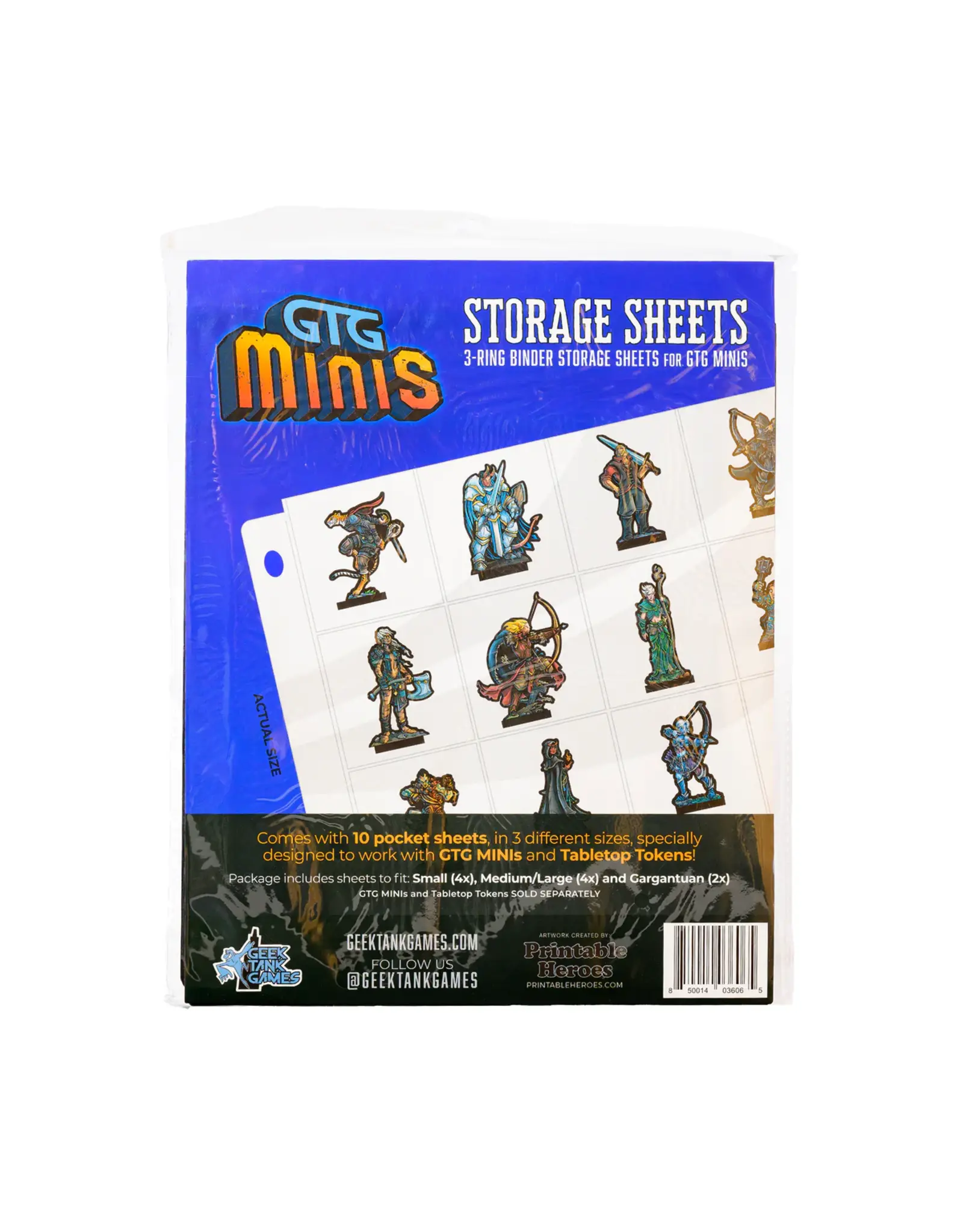 Geek Tank Games GTG Minis: Custom Storage Sheets